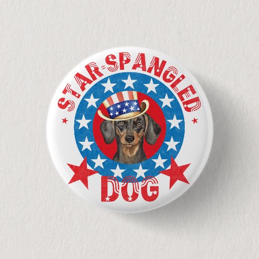 Badge Rond 2,50 Cm Patriotique Dachshund (Devant)