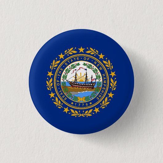 Badge Rond 2,50 Cm Pavillon d'État du New Hampshire (Devant)
