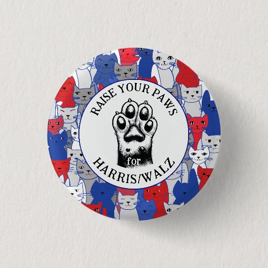 Badge Rond 2,50 Cm Paw de chat pour Harris/Walz Design (Devant)