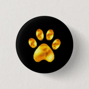 Badge Rond 2,50 Cm Paw d'or en noir
