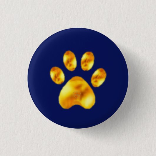 Badge Rond 2,50 Cm Paw d'or sur bleu (Devant)