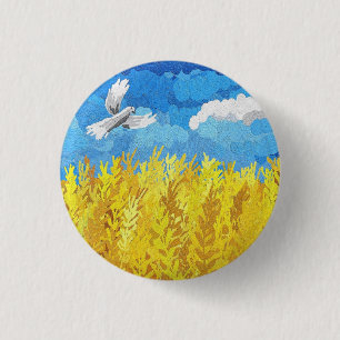 Badge Rond 2,50 Cm Paysage du drapeau ukrainien