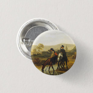 Badge Rond 2,50 Cm Paysage fluvial avec cavaliers Aelbert Cuyp