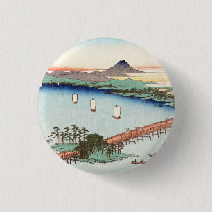 Badge Rond 2,50 Cm Paysage vintage japonais Cool de l'ukiyo-e