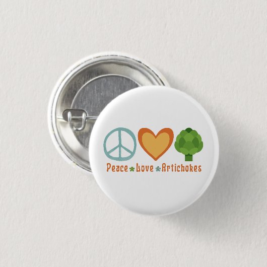 Badge Rond 2,50 Cm Peace Love Artichokes Vegan Veggie Hippie Foodie (Devant & derrière)