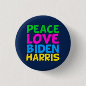 Badge Rond 2,50 Cm Peace Love Biden Harris (Devant)