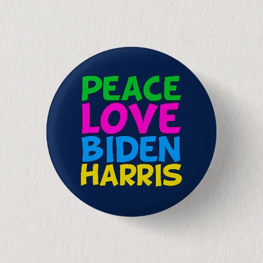 Badge Rond 2,50 Cm Peace Love Biden Harris (Devant)
