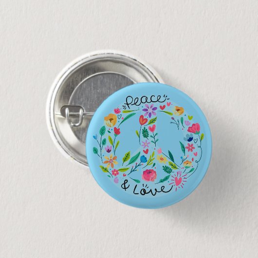 Badge Rond 2,50 Cm Peace Love Button (Devant & derrière)