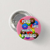 Badge Rond 2,50 Cm Peace Love Doughnut Pride Porte - clé (Devant & derrière)
