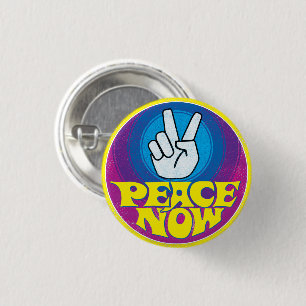 Badge Rond 2,50 Cm Peace Now Super Retro Hippie Style Paz Ahora