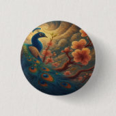 Badge Rond 2,50 Cm Peacock in Blossom Button (Devant)