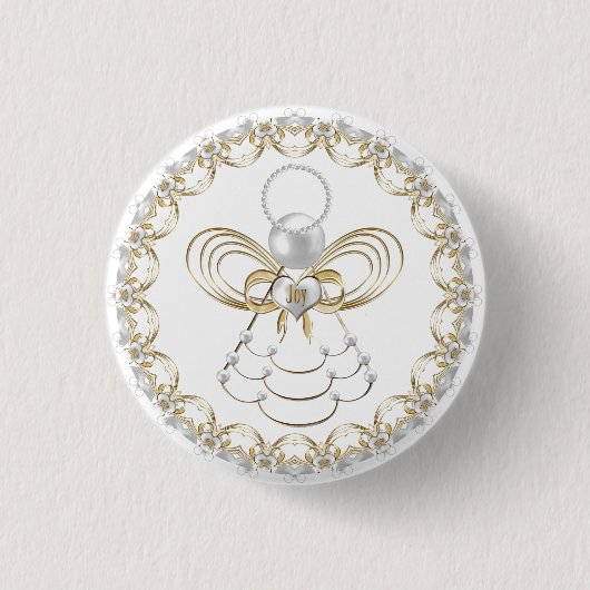 Badge Rond 2,50 Cm Pearls and Gold (Devant)