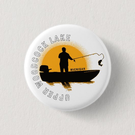 Badge Rond 2,50 Cm Pêche au lac Michigan (Devant)