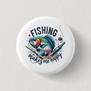 Badge Rond 2,50 Cm Pêche-Cadeaux Fisher Rend Mon Joyeux