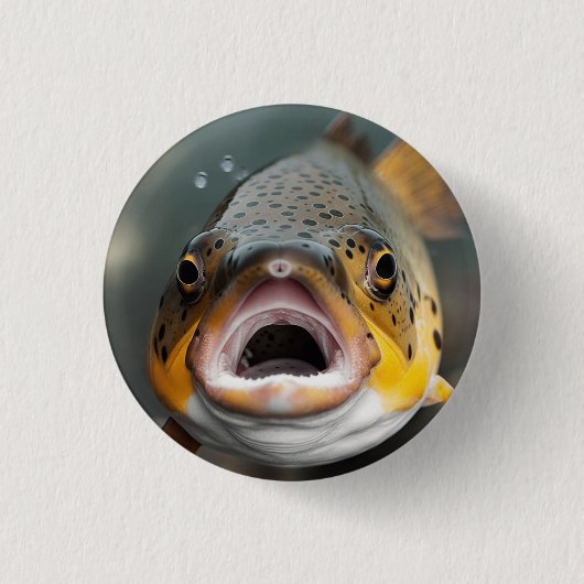 Badge Rond 2,50 Cm Pêche en vol de truite arc-en-ciel (Devant)
