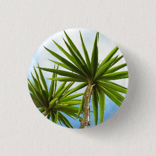 Badge Rond 2,50 Cm Peinture Effet Photo de Feuilles de Palmier Yucca 