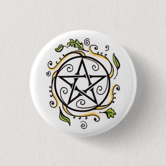 Badge Rond 2,50 Cm Pentacle Feuille (Devant)