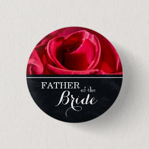 Badge Rond 2,50 Cm "Père de la mariée" Roses rouges de mariage