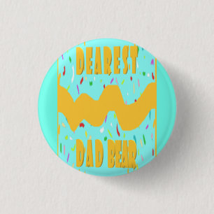 Badge Rond 2,50 Cm Père le plus cher Ours fun design med bleu moutard