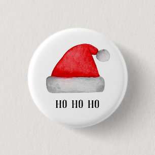 Badge Rond 2,50 Cm Père Noël. Casquette rouge. Fêtes de Noël. Ho ho h