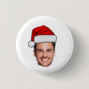 Badge Rond 2,50 Cm Père Noël Chapeau de Noël Photo de Visage Personna