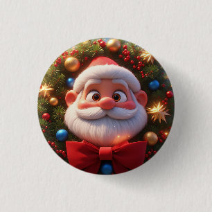 Badge Rond 2,50 Cm Père Noël de dessin animé festif de Noël