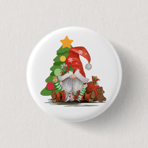 Badge Rond 2,50 Cm Père Noël Gnome - Drôle Noël Gnome Design Magnet
