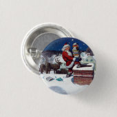 Badge Rond 2,50 Cm Père Noël Livres à Noël,  (Devant & derrière)