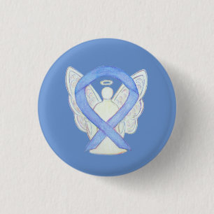 Badge Rond 2,50 Cm Périwinkle Angel Sensibilisation Ruban Pièces d'ar