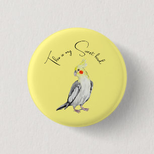 Badge Rond 2,50 Cm Perroquet d'aquarelle de Cockatiel mignon.