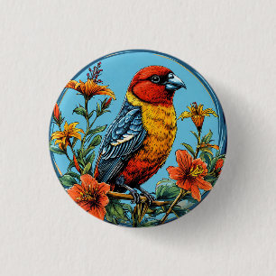 Badge Rond 2,50 Cm Perroquet mandrinier oiseau coloré