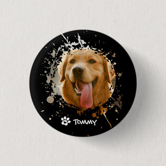 Badge Rond 2,50 Cm Personalized Custom Photo with Pet Name  