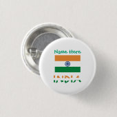 Badge Rond 2,50 Cm Personalized India Flag Round (Devant & derrière)