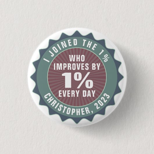 Badge Rond 2,50 Cm Personalized Motivational One Percent Influencer (Devant)