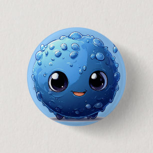 Badge Rond 2,50 Cm Personnage de boule souriante bleue adorable