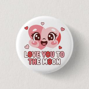 Badge Rond 2,50 Cm Personnage de cœur mignon Amour pour la Lune