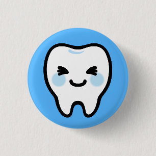 Badge Rond 2,50 Cm Personnage de dent souriante – Illustration mignon