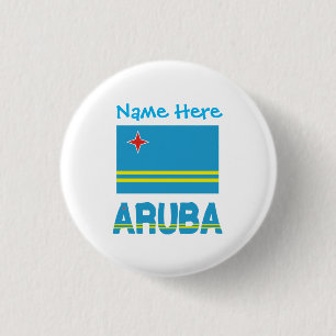 Badge Rond 2,50 Cm Personnalisation Bleu Drapeau Aruba et Arubéen