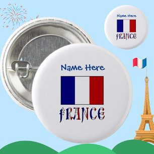 Badge Rond 2,50 Cm Personnalisation Bleue Drapeau Français et France 