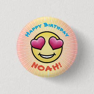 Badge Rond 2,50 Cm Personnalisé Anniversaire Amour Emoji