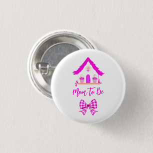 Badge Rond 2,50 Cm Personnalisé Pink House Maman à être