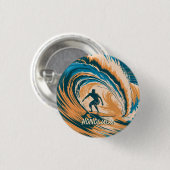 Badge Rond 2,50 Cm Personnalisé Rétro Honolulu Hawaii Surfer Surf Océ (Devant & derrière)