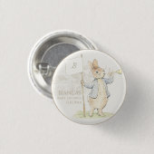 Badge Rond 2,50 Cm Peter le lapin Un Baby shower lapin (Devant & derrière)