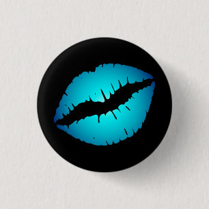 Badge Rond 2,50 Cm Petit Bouton Lèvres Bleues