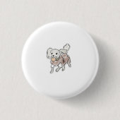 Badge Rond 2,50 Cm Petit chien blanc en pull marron cadeau (Devant)