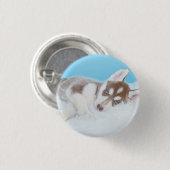 Badge Rond 2,50 Cm Petit Chiot Husky allongé sur une couverture (Devant & derrière)