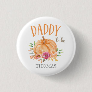 Badge Rond 2,50 Cm Petit Citrouille Aquarelle Baby Shower Futur Papa