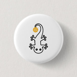 Badge Rond 2,50 Cm Petit Gecko Une Ligne Avec Une Balle Jaune