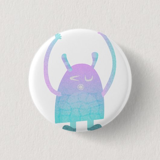 Badge Rond 2,50 Cm Petit Monstre Bleu (Devant)