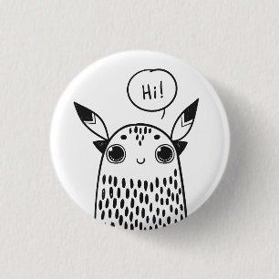 Badge Rond 2,50 Cm Petit Monstre mignon noir et blanc Illustré